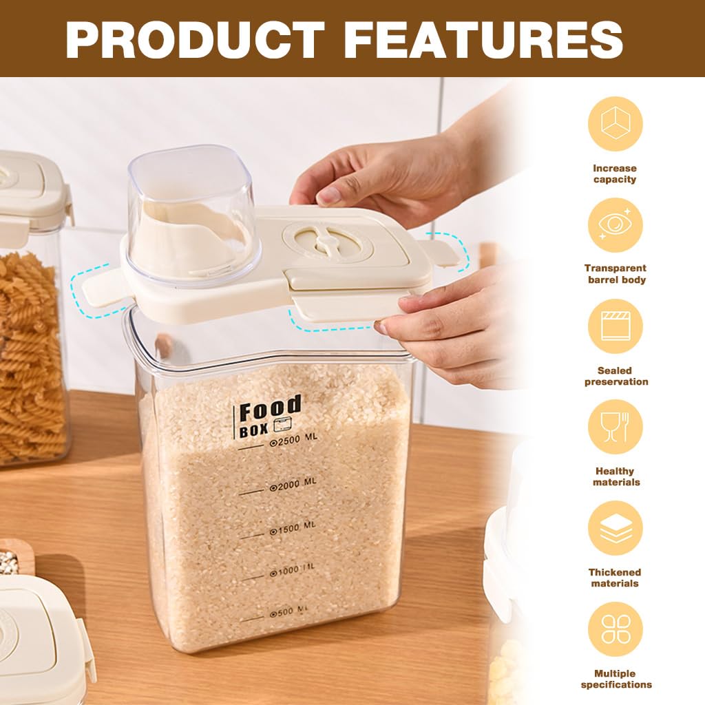 Qpets Airtight Pet Food Container 2.8L with Built in Date Tracker and Measuring Cup | Food Grade PET Jar for Dry Grains