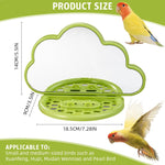 Qpets Parrot Mirror Toy for Cage with Food Box 18.5x9x14cm featuring Clip-on Design | Cloud Shape Interactive Play for Parakeet and Cockatiel