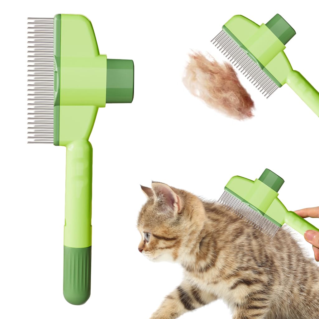 Qpets® Dog Grooming Brush Steel Slicker Brush Dog Hair Brush Dog Comb Cat Hair Brush Self Cleaning Slicker Brush Remove Mat Shedding and Grooming Brush for Pet Hair Brush for Pet