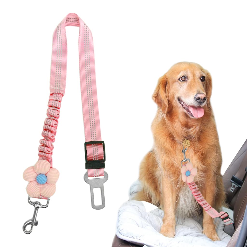 Qpets Dog Car Seatbelt for Safe Road Trips featuring 360° Swivel Metal Clasp and Adjustable Nylon Strap