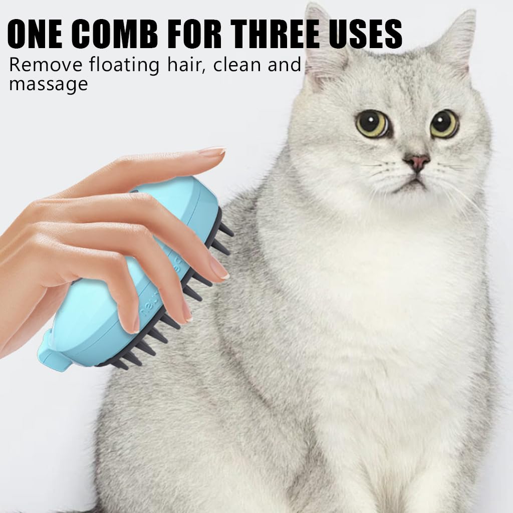 Qpets Cat Comb for Cats and Dogs with Steam Massage and Shampoo Infuser | 2 Pack Grooming Brush