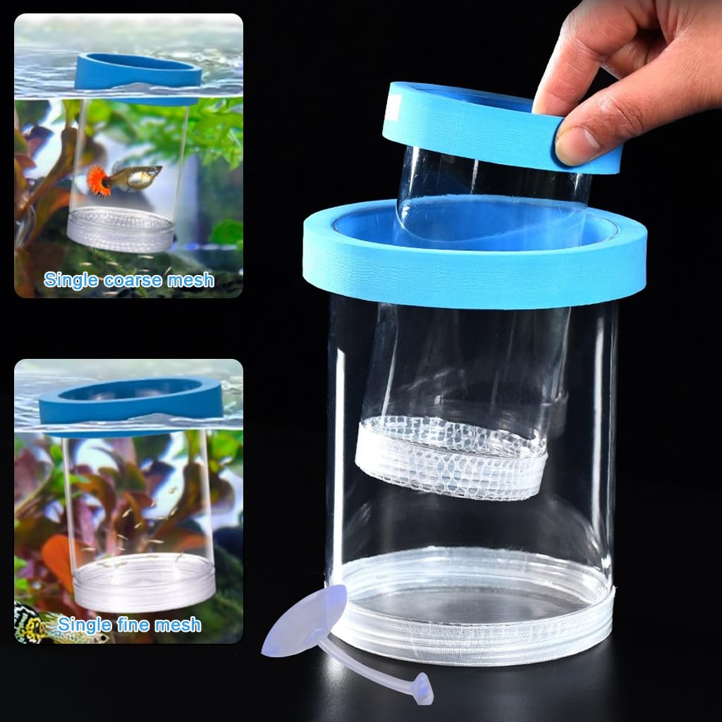 Qpets Floating Breeder Box for Fish Tank with 10cm Double Layer Design and Foam Collar | Clear Incubator for Fry Isolation