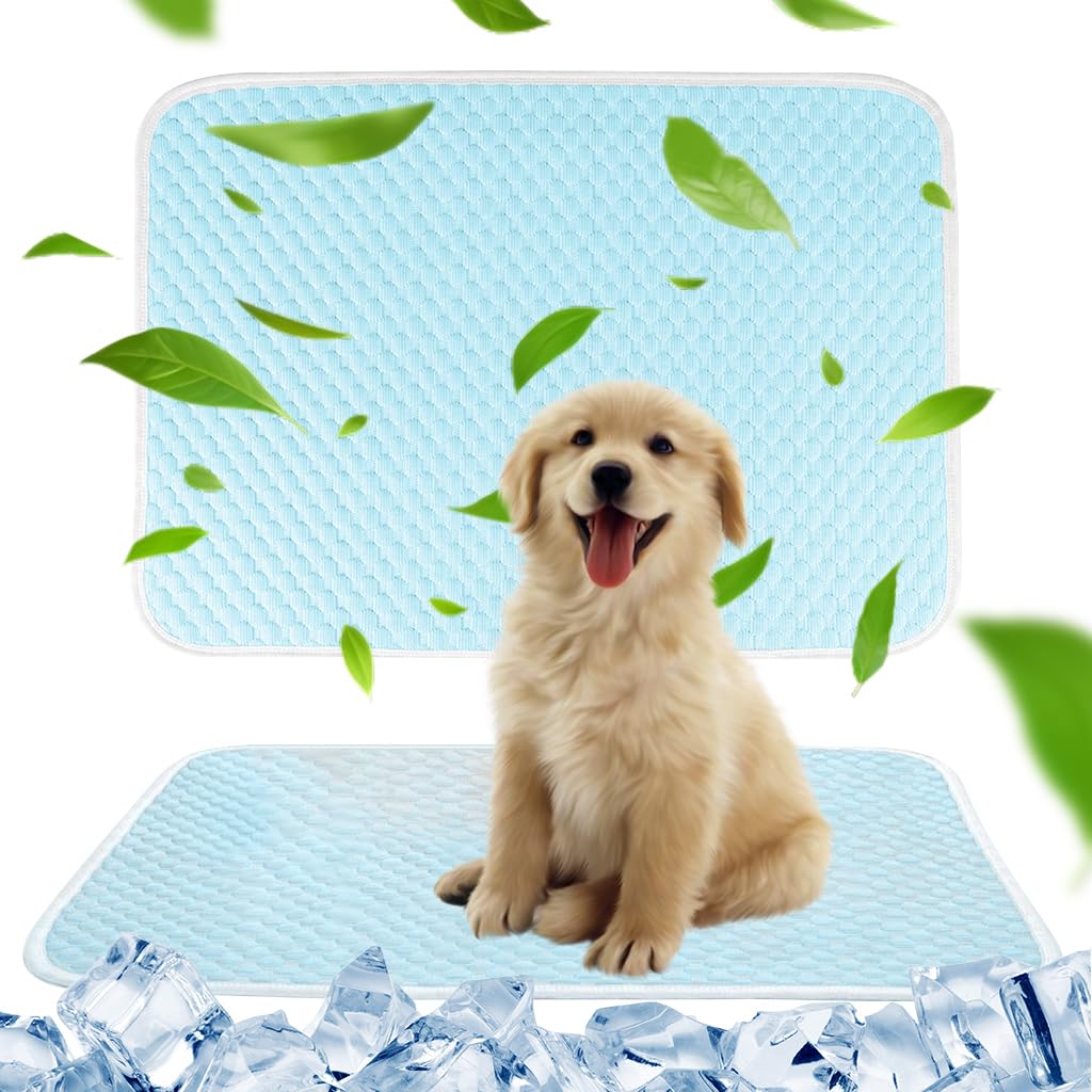 Qpets Dog Cooling Mat for Summer Heat Relief with 3D Honeycomb Texture 70x50 cm Blue | Easy Clean Design