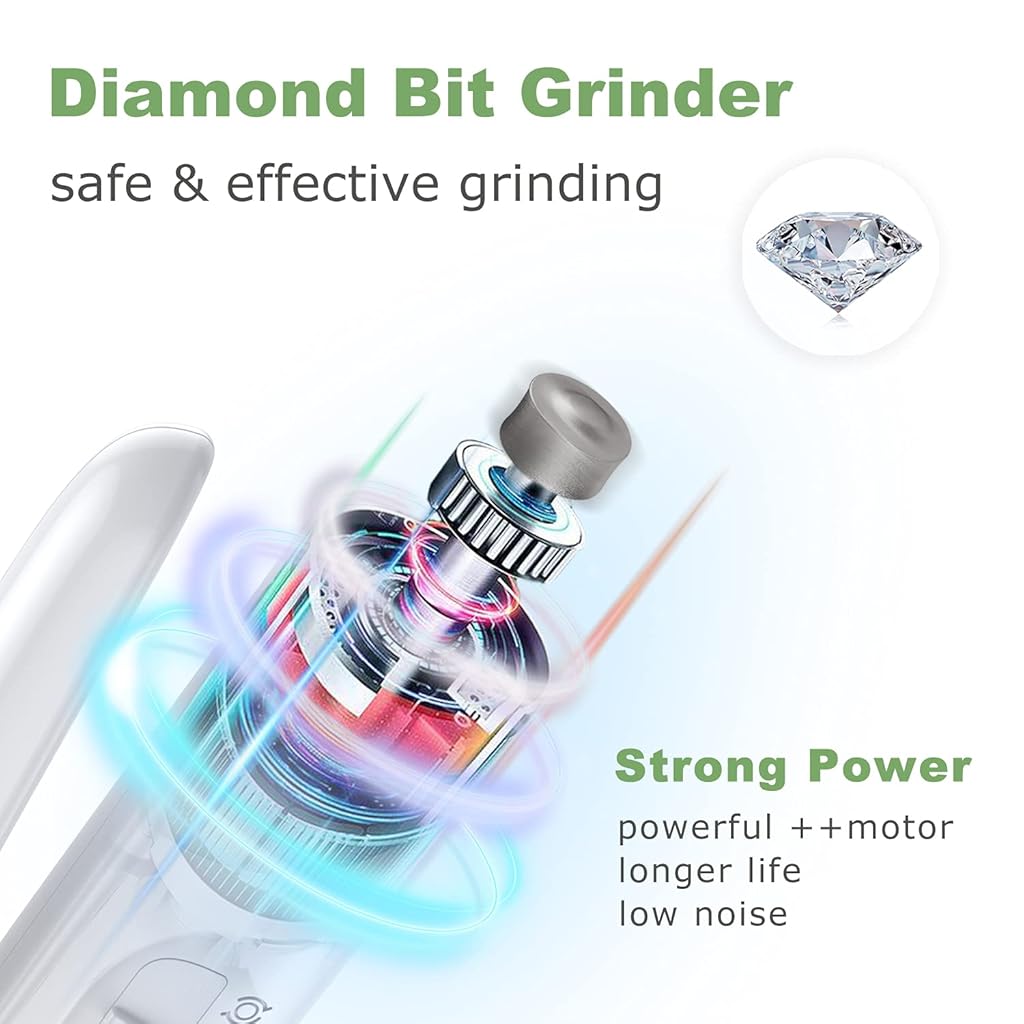 Qpets® Electric Automatic Pet Grooming Kit 2 In1 Dog Nail Grinder and Clippers Cutter with LED Lights Rechargeable Low Noise Trimmer for Small Medium Large Dogs Cats 2PCS