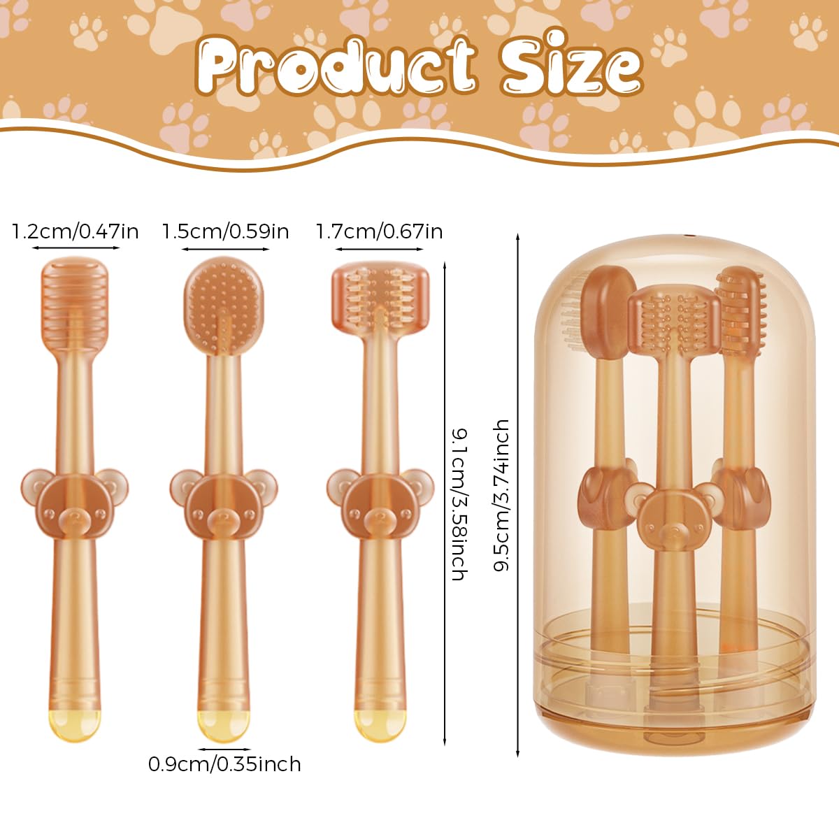 Qpets Dog Toothbrush Set with 2 Soft Silicone Brushes and Tongue Scraper for Cats & Dogs