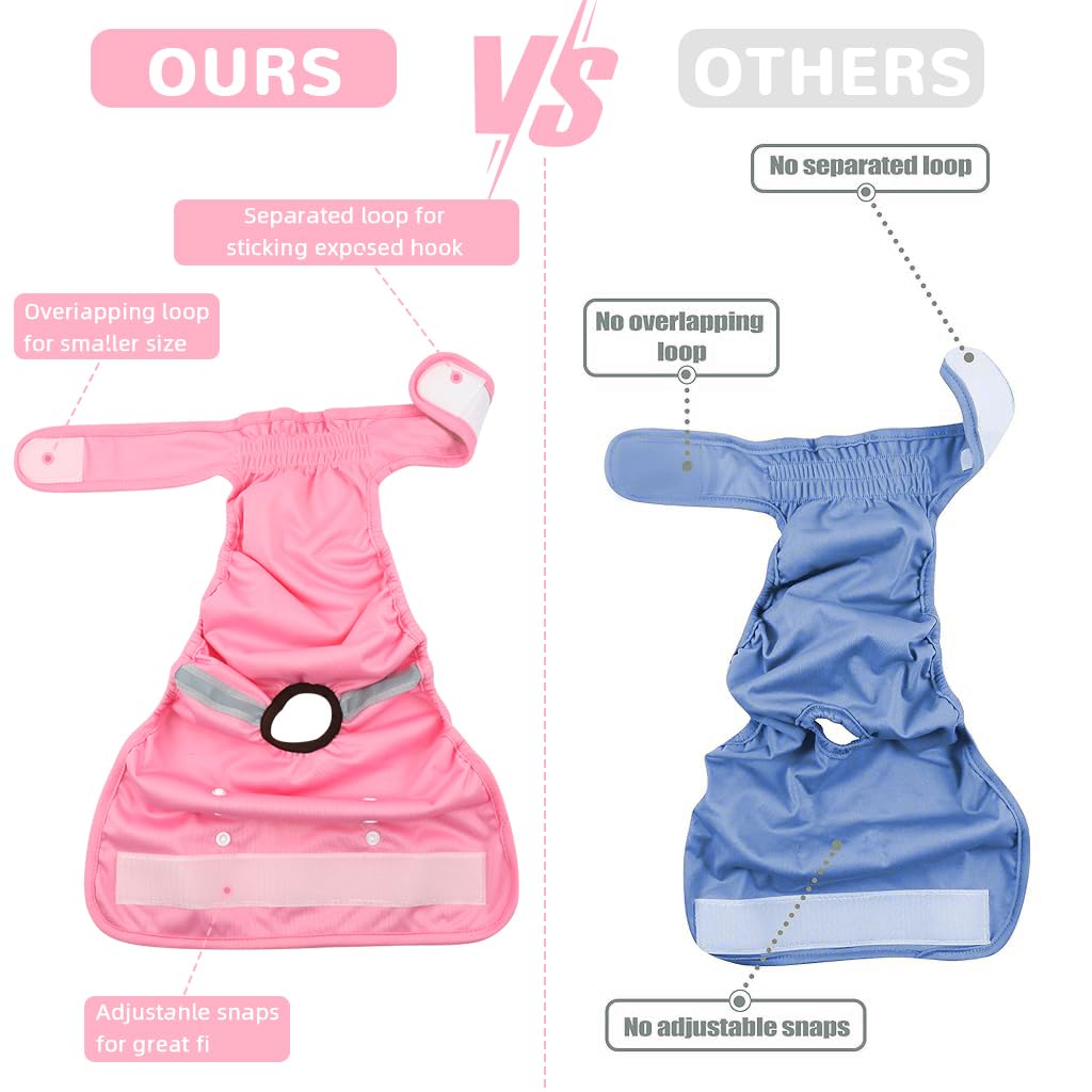 Qpets Female Dog Diapers for Heat Cycles with Reflective Strip and Elastic Waist 12.5–18.5 in