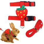 Qpets Rabbit Harness for Small Pets with Escape-Proof Dual Strap and Quick Release Buckle | Red Strawberry Plush Design