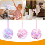 Qpets Plush Cat Ball Toys for Interactive Play with Built in Bell 9PCS | Colorful Woolen Sound Set