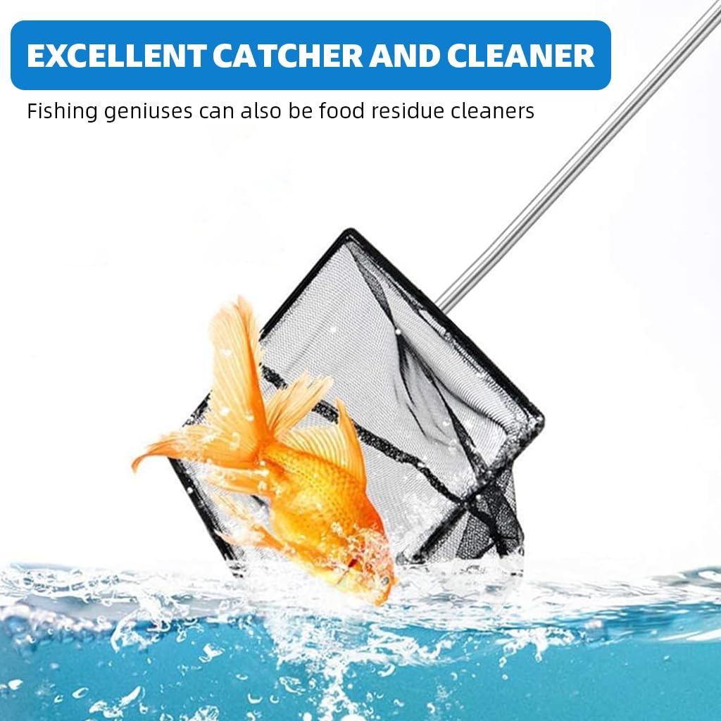 Qpets Aquarium Fish Net for Tank Maintenance with 19–33 in Telescopic Handle and Fine Nylon Mesh