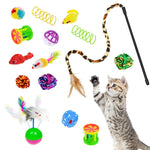 20 PCS Cat Toys for Kittens Set, Collapsible Cat Rainbow Tunnels for Indoor Cats, Family Set Cat Teaser Toy Cat Feather Toy Fluffy Mouse Crinkle Balls Toys for Cat Puppy Kitty