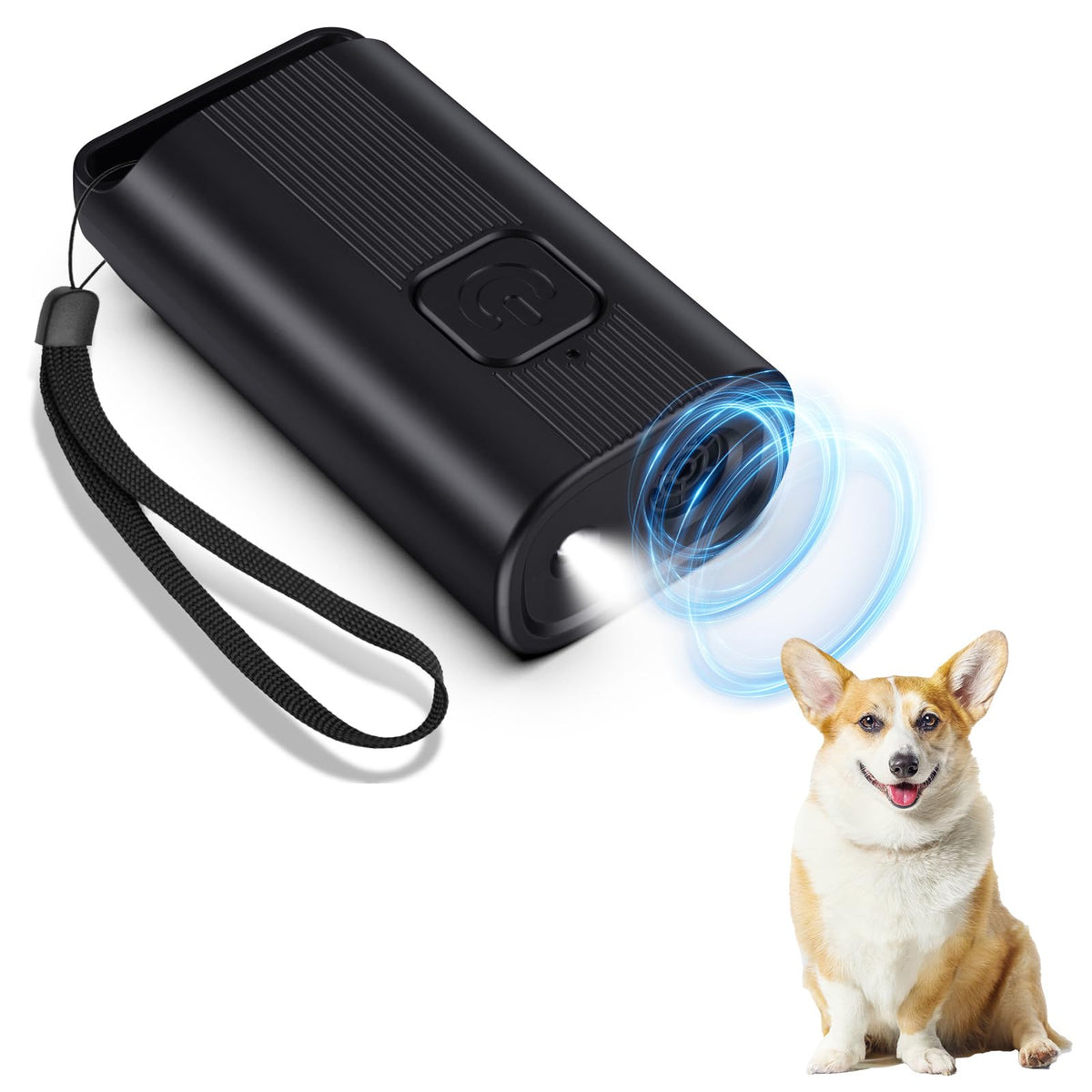 Qpets® Ultrasonic Bark Guard for Dogs, USB Mini Handheld Ultrasonic Bark Control Device with LED Light, 40khz Safe Non-Contact Ultrasonic Bark Stopper Dog Training Aid