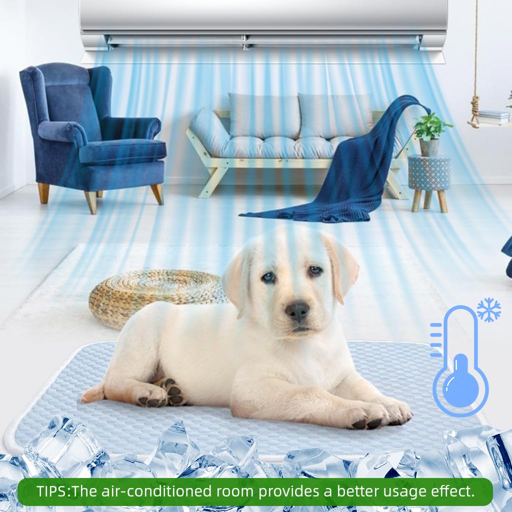 Qpets Small Dog Mat for Summer Cooling Relief with 100x75cm Breathable Mesh | Easy to Clean Pad