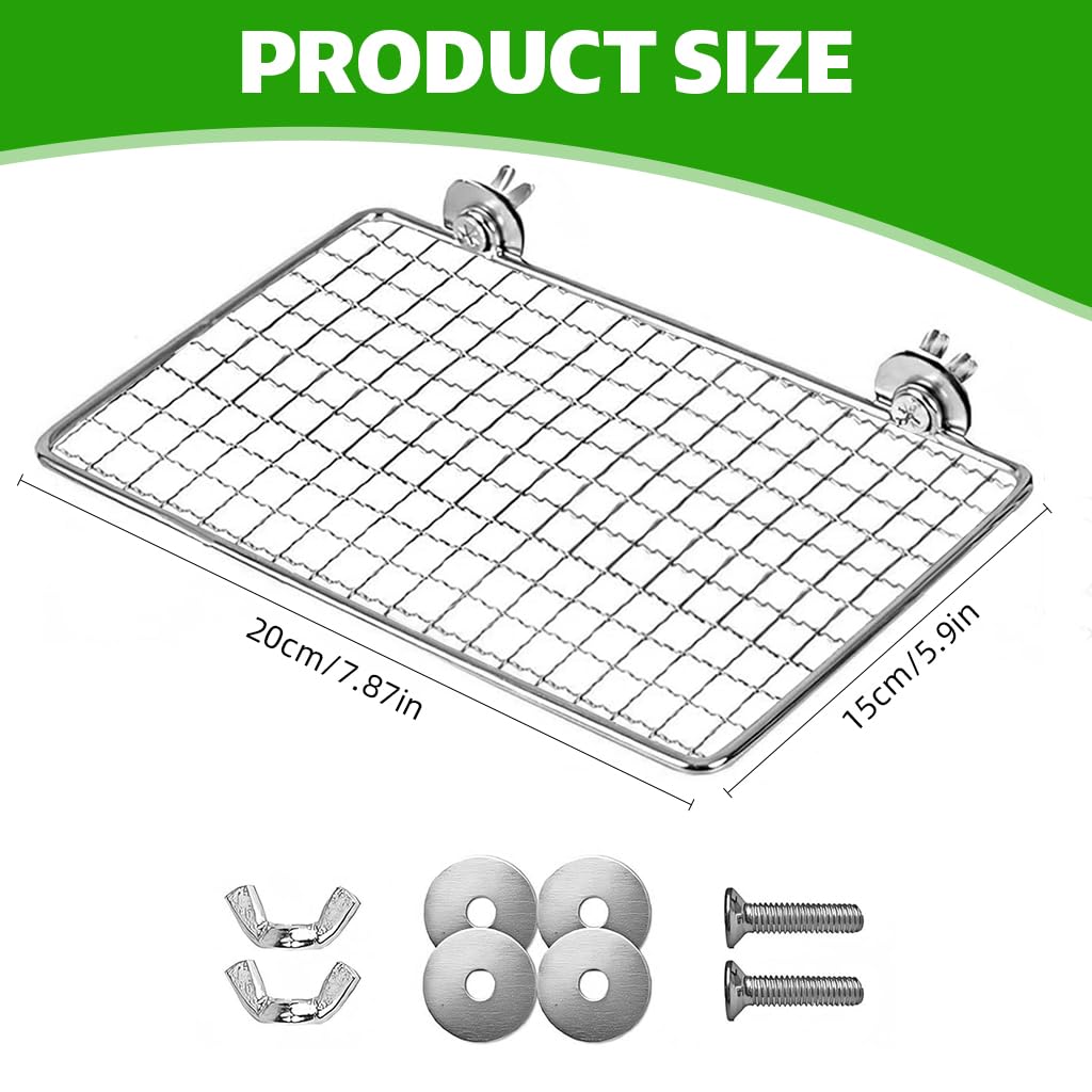 Qpets Mesh Wire Bird Perch for Cage 20x15cm with Flexible Screw Fixing and Stainless Steel Platform