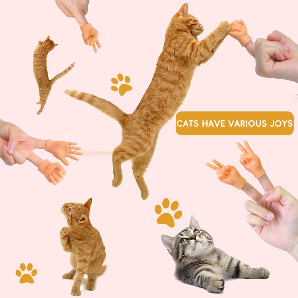 Qpets Mini Hands for Cats with 7 Unique Styles featuring Soft Elastic TPR Material | Fun Gift for Cat Owners