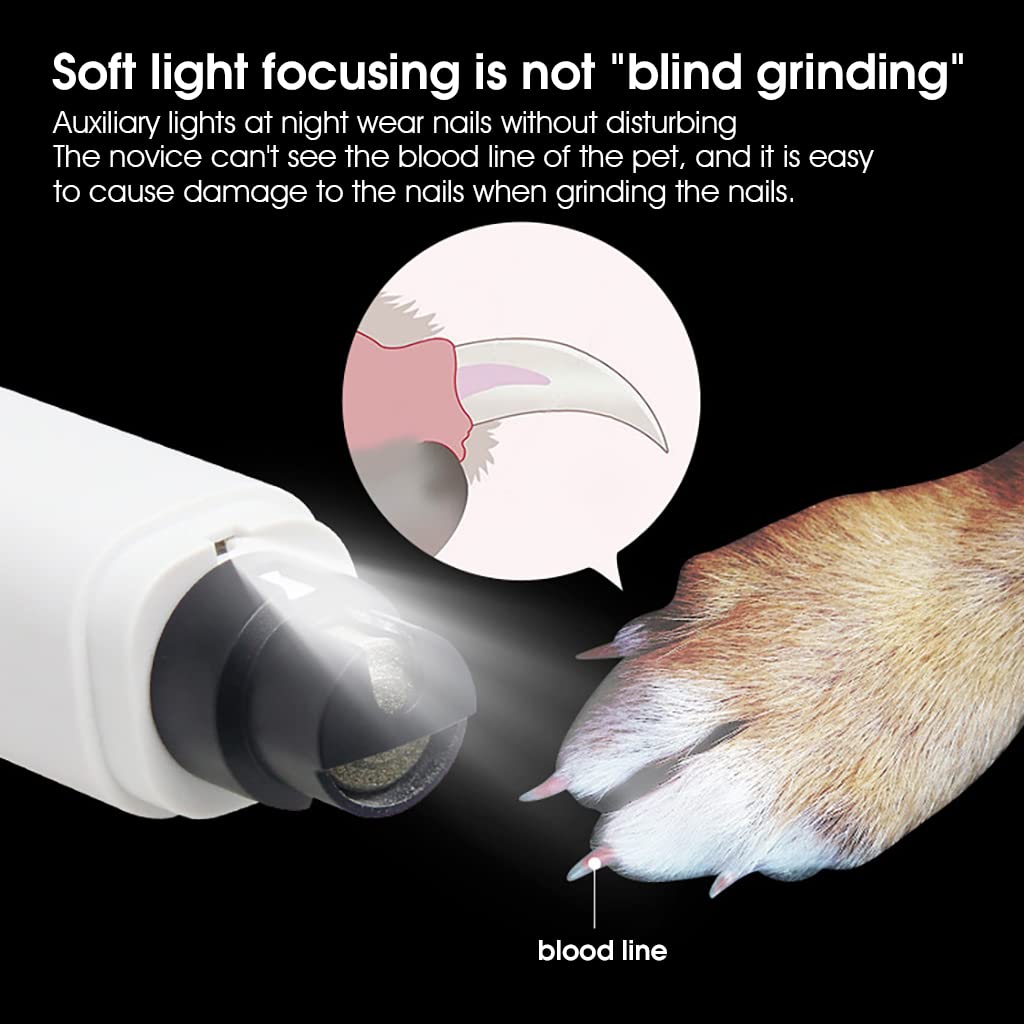 Qpets Dog Nail Trimmer with LED Light featuring 2 Speed 7000 RPM Motor and Diamond Grinder | Rechargeable USB Pet Grooming Tool