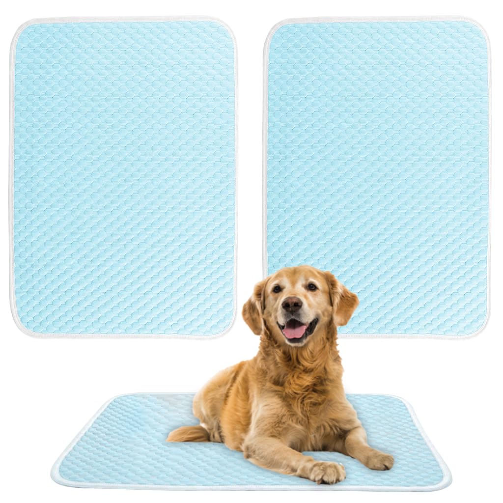 Qpets Silicone Small Dog Mat for Summer Cooling with Mesh Airflow 100x75 cm Blue | Washable