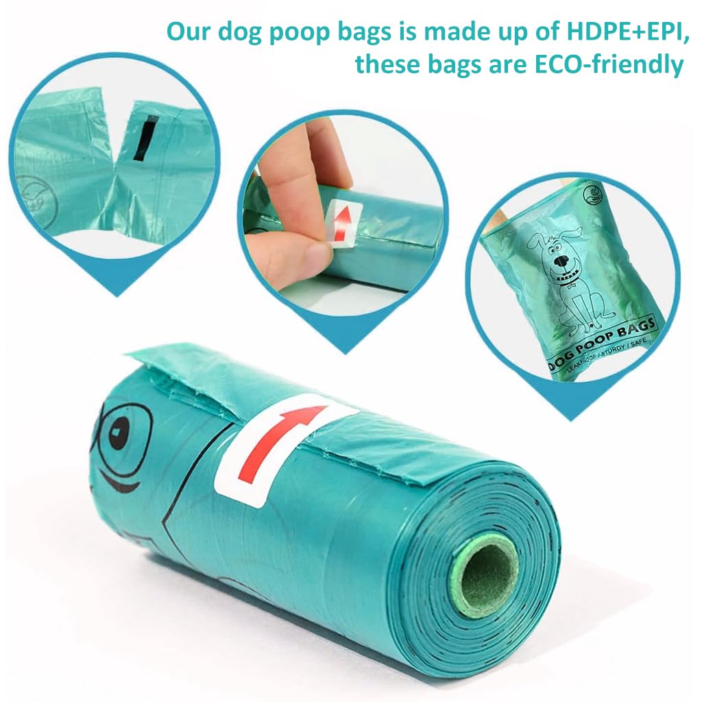 Qpets KadogyPet Dog Poop Bags for Walks with Leakproof Design and 120 Count | 9×13 in Biodegradable HDPE+EPI Material