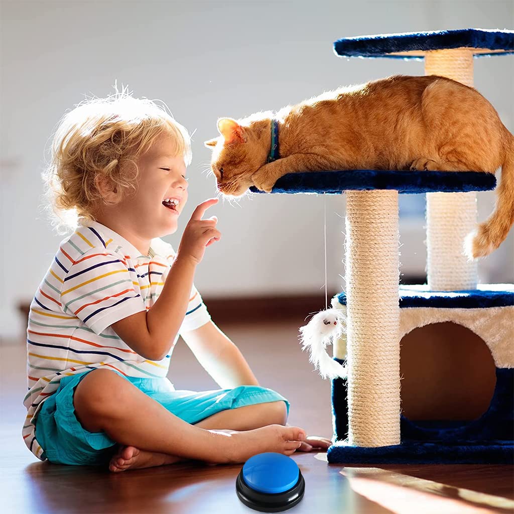 Qpets Interactive Dog Toys for Communication with 30 Second Voice Recording Buttons 2PCS Blue