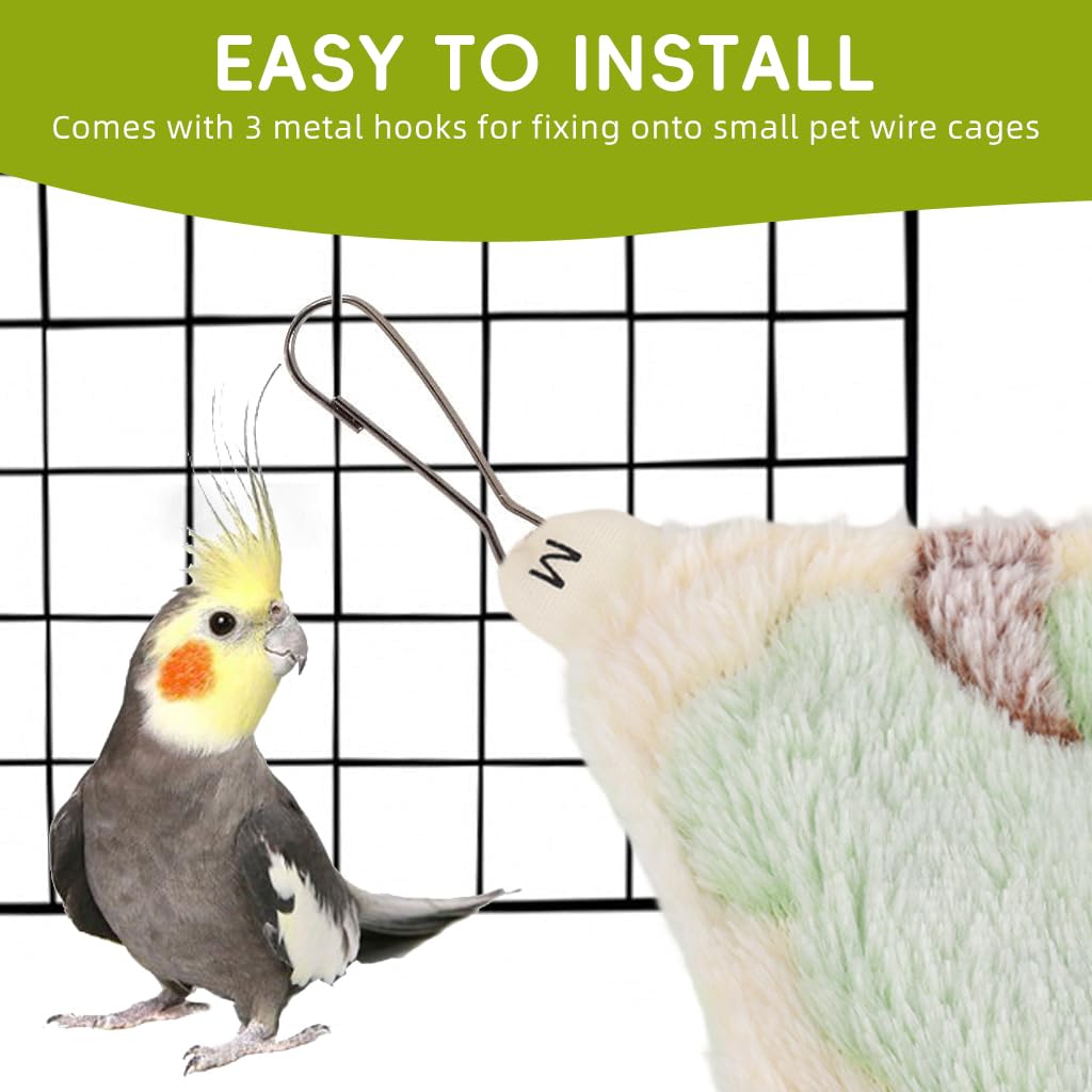 Qpets Hamster Hammock Set with Double Sided Plush Cone Pocket for Small Pets | All Season Cage Bed