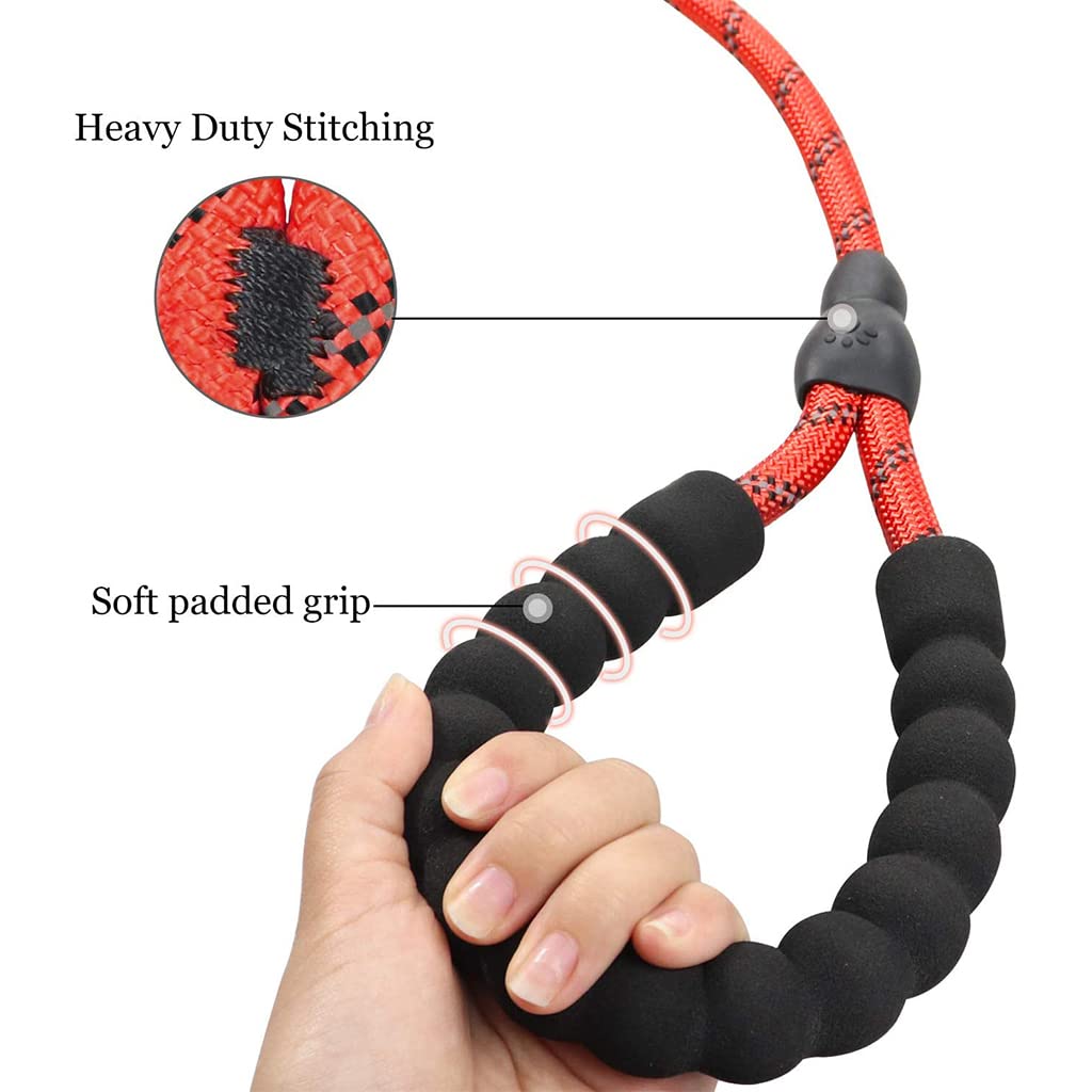 Qpets Dog Leash for 33-60 lbs Medium Large Breeds featuring Quick Release and Nylon Handle | 5.5 ft Iron Chain