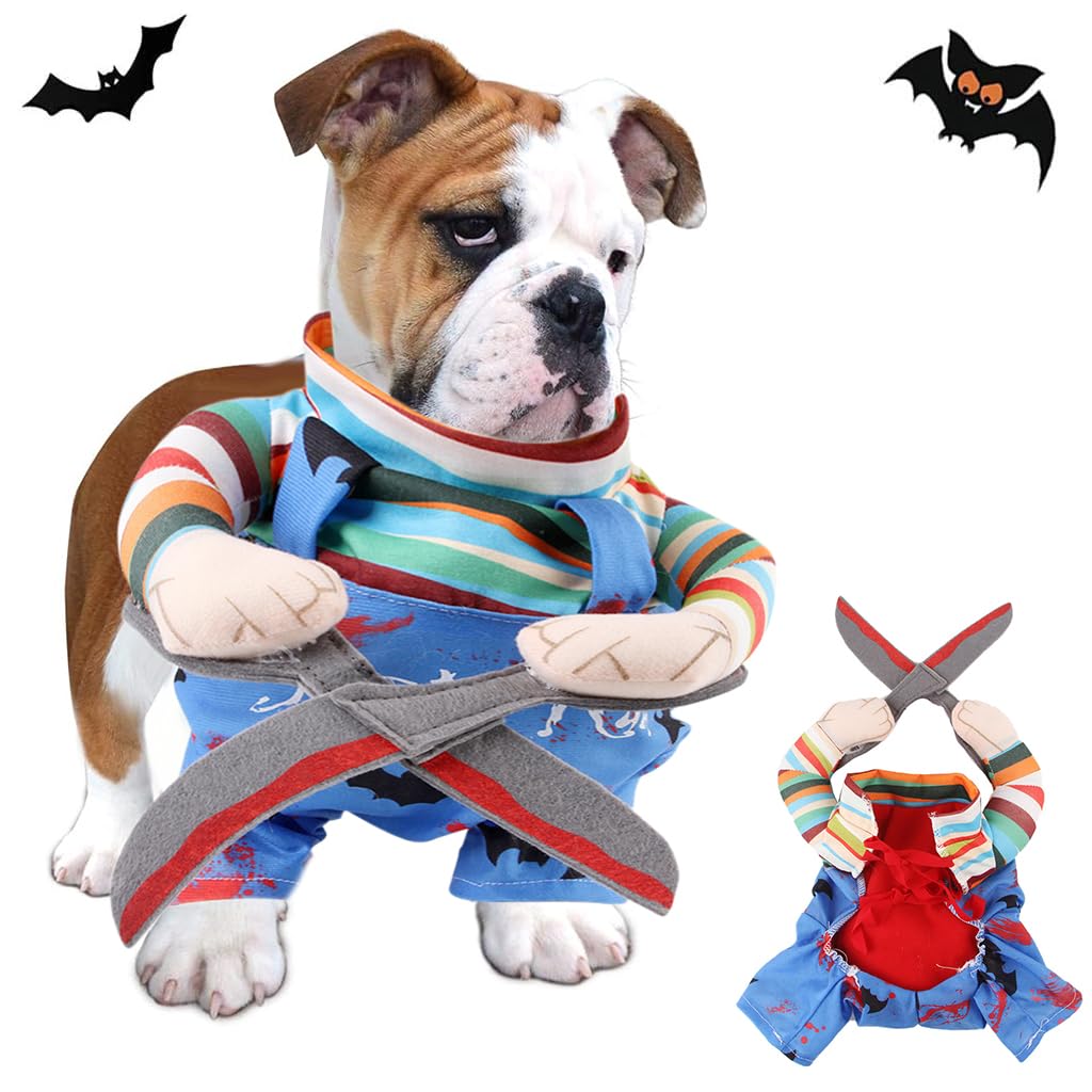 Qpets Dog Clothes for Halloween Dress-Up featuring Scissors Design and Adjustable Strap | Fits 30–80cm Pets