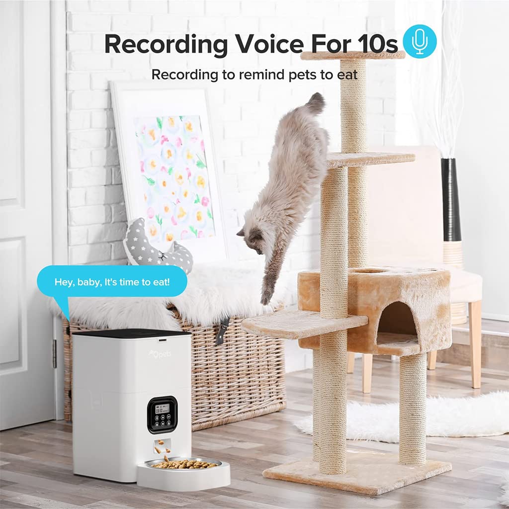 Qpets Automatic Dog Feeder 6L Pet Food Dispenser with Voice Recording & Dual Power | Easy Feeding for Cats and Dogs