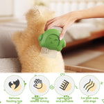 Qpets Cat Grooming Brush for Sensitive Cats with 13 Curved Blunt Bristles & ABS Handle | Gentle Hair Remover