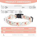 Qpets Floral Dog Collar for Small to Medium Dogs featuring Daisy Pendant Charm and Metal D Ring | Adjustable 32–50cm Soft Fabric