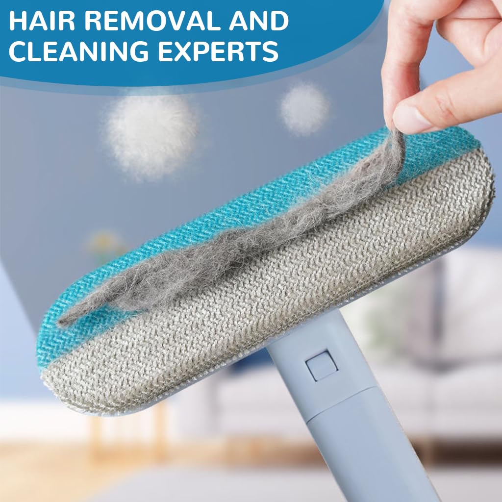 Qpets Cat Brush for Grooming and Furniture Cleaning with 23.6 in Long Handle | 4 in 1 Interchangeable Design