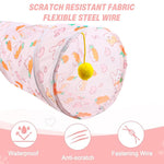 Qpets Cat Play Tunnel Toy with Multi Open Holes and Hanging Plush Ball | 25cm Dia 110cm Long Collapsible Polyester Tube