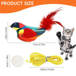 Qpets Door Hanging Cat Toy for Indoor Cats with 190cm Elastic Rope & Feather Tail | Interactive Squeaky Bird Teaser