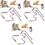Qpets Cat Wand Toys for Interactive Play with Colorful Satin Ribbons and Bell | 6PCS Set