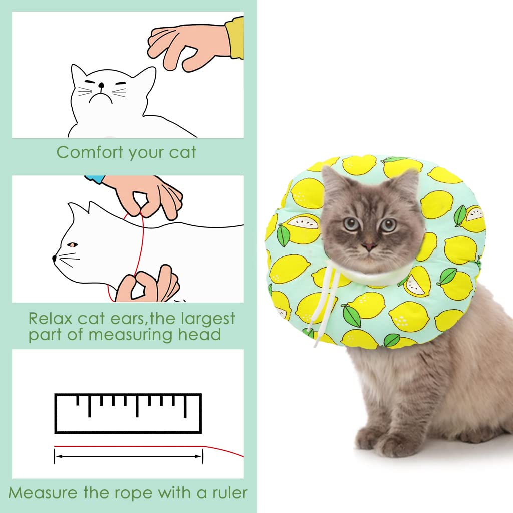 Cat Cone Collar Comfy & Soft Stuffed PP Cotton Adjustable Size Machine Washable, After Surgery for Anti-Licking Dog E Collar,Surgery Recovery Collar for Pet (M:16-29cm)