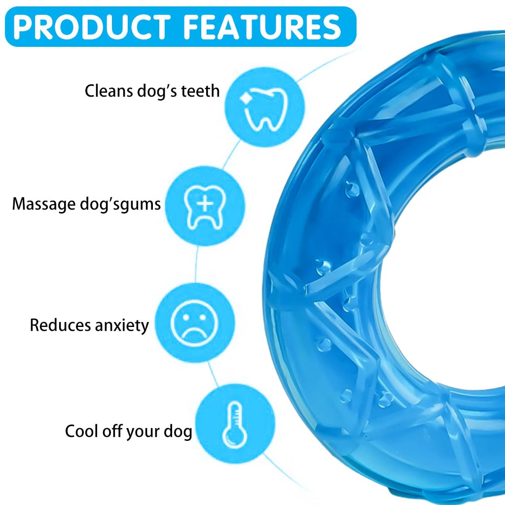 Qpets Dog Chew Toy for Summer Cooling with 5 in Circular Water Ring | Food Grade TPR