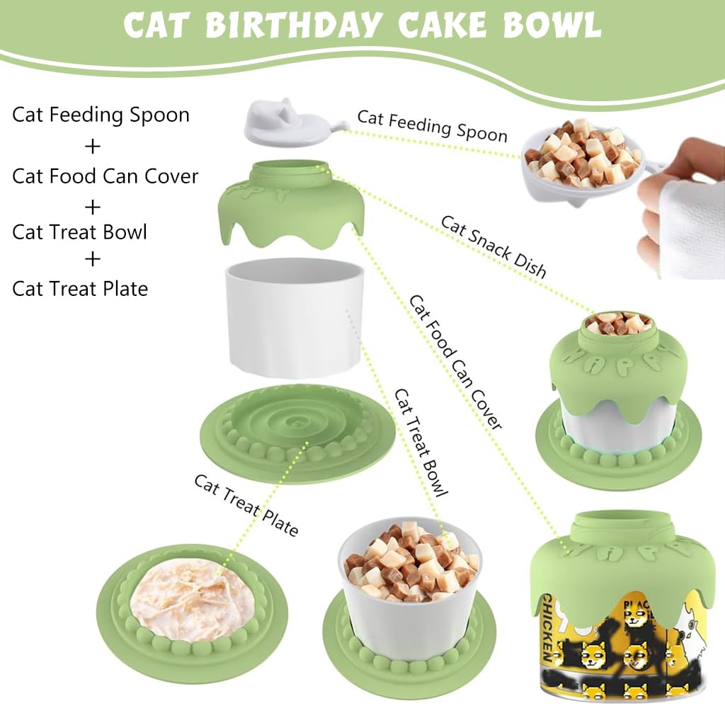 Qpets Cat Food Bowl for Dry and Wet Meals featuring 3 in 1 Layered Design with TPE Material | Ideal for Pet Birthdays
