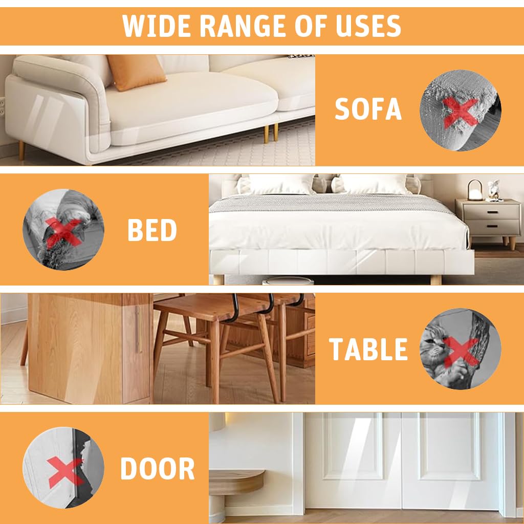 Qpets Cat Scratcher Tape for Furniture Protection with 0.12 mm Thickness 45x300cm | Transparent Vinyl Adhesive for Leather and Wood