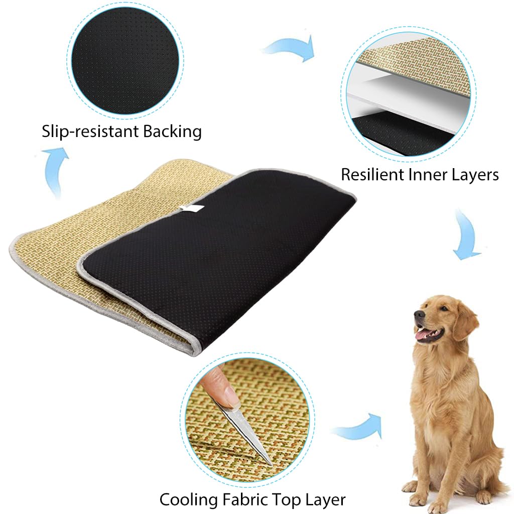 Qpets Cat Bed Mat for Summer Cooling with Rattan Surface 75×60cm | Washable Pet Pad