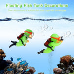 Qpets Aquarium Floating Cartoon Diver Decorations for Fish Tanks with Night Glow Resin 3×7cm | Adjustable Floating Design