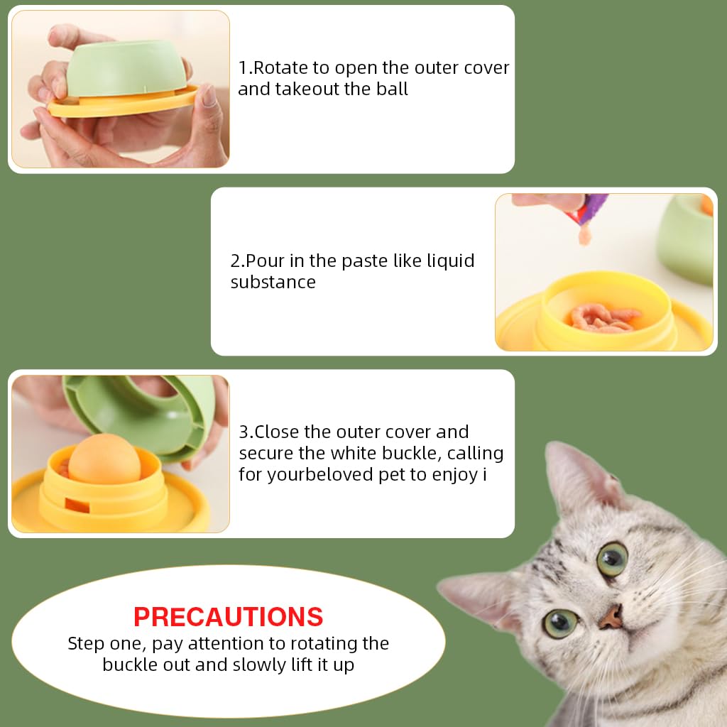 Qpets Cat Treats Slow Feeder for Interactive Licking Play with Detachable Food Grade Plate