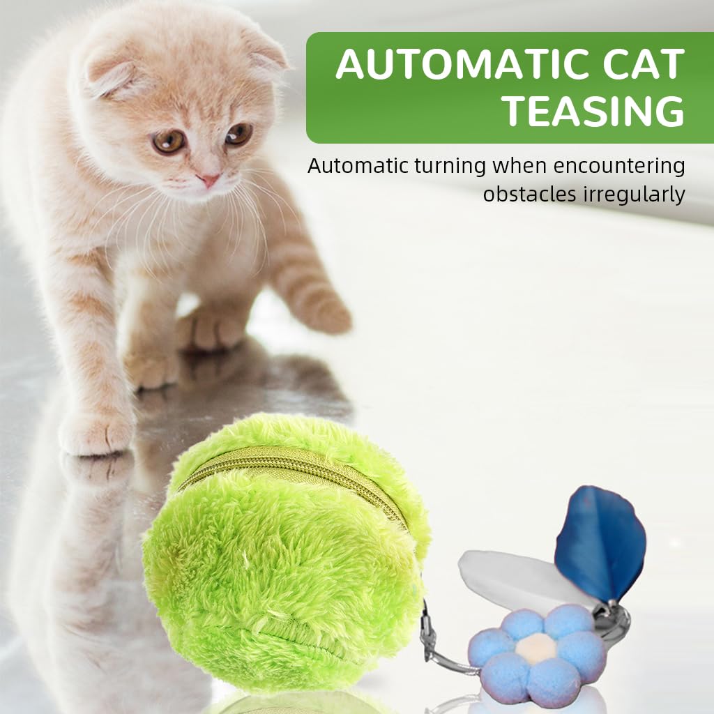 Qpets Dog Ball Toy for Interactive Play featuring Zip-up Plush Cover and 3.94cm Design | Battery Operated Fun for Dogs and Cats