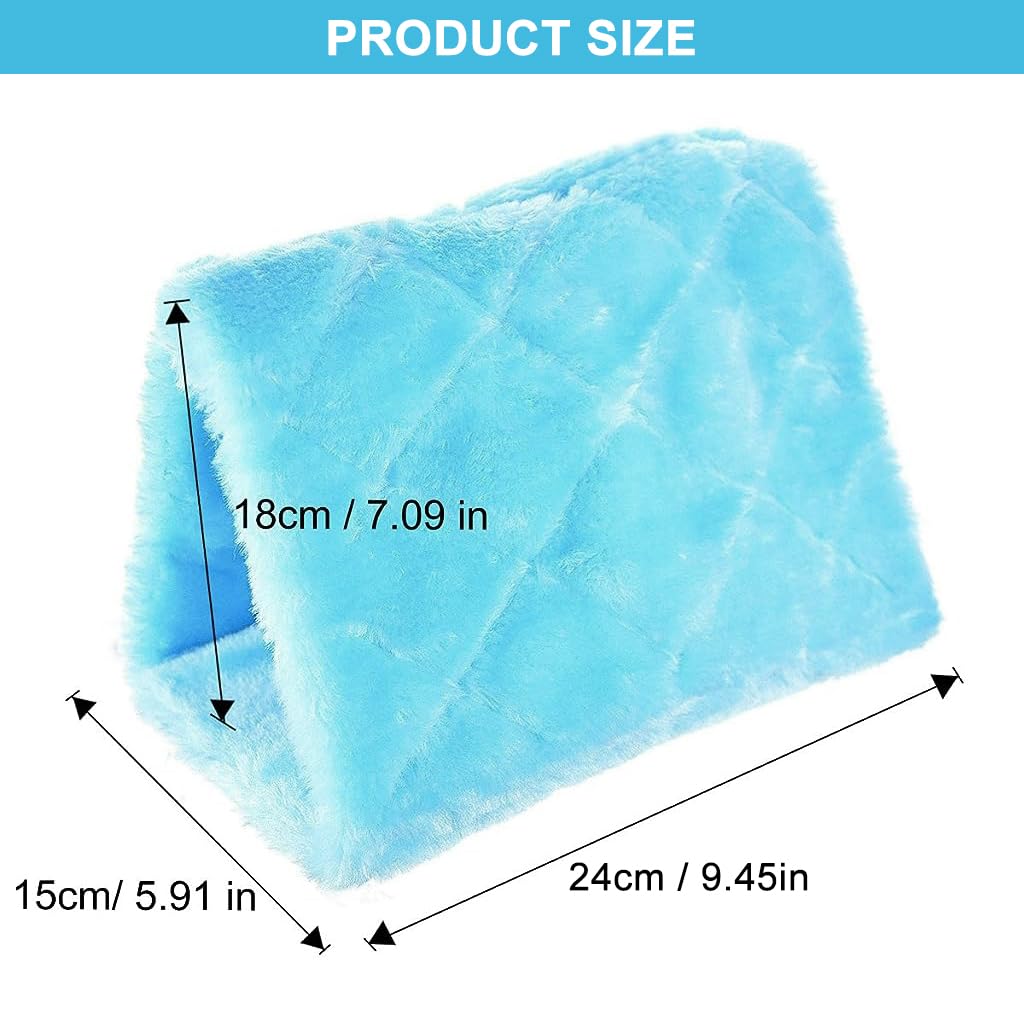 Qpets Bird Nest for Winter Use with Plush Bed and Metal Cage Frame 24×15×18cm Blue | 3pcs