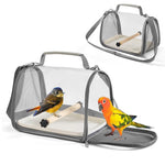 Qpets Parrot Carrier Bag for Travel with Ventilated Mesh and Transparent Window | PC and Nylon Pet Transport with Tray and Perch Stick