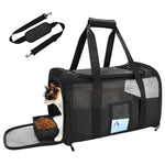 Qpets Pet Carrier Bag for Cats and Small Dogs with Mesh Ventilation and Waterproof Food Pouch 50x23x31cm