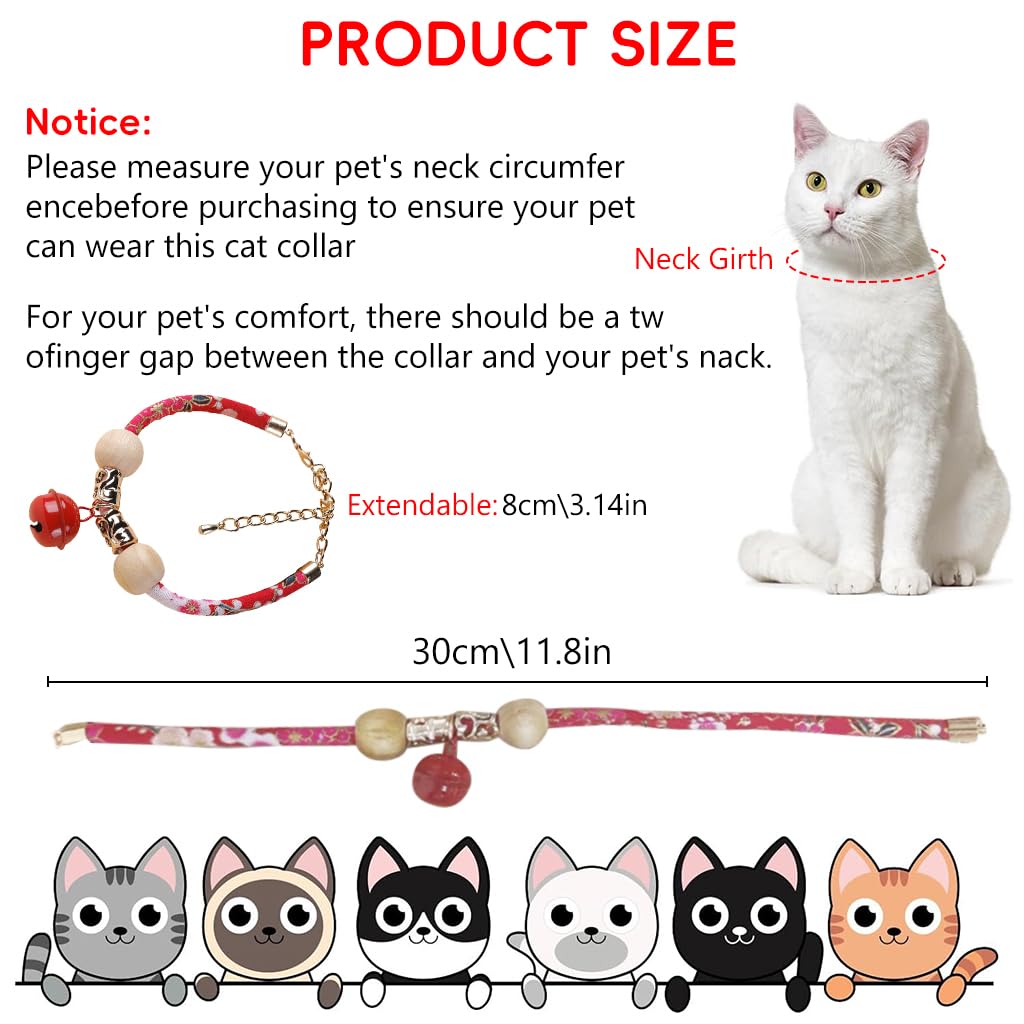 Qpets Cat Collar for Flea Prevention with 38–46 cm Adjustable Fit and Camphor Wood Balls | Red Bell Design