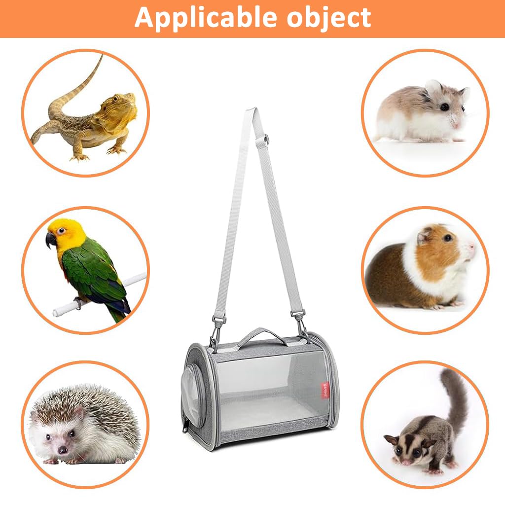 Qpets Portable Carrier Case for Small Animals 10.6×7×5.9 in with Breathable Mesh and Handle | Ideal for Guinea Pig, Bunny, and Hamster Travel