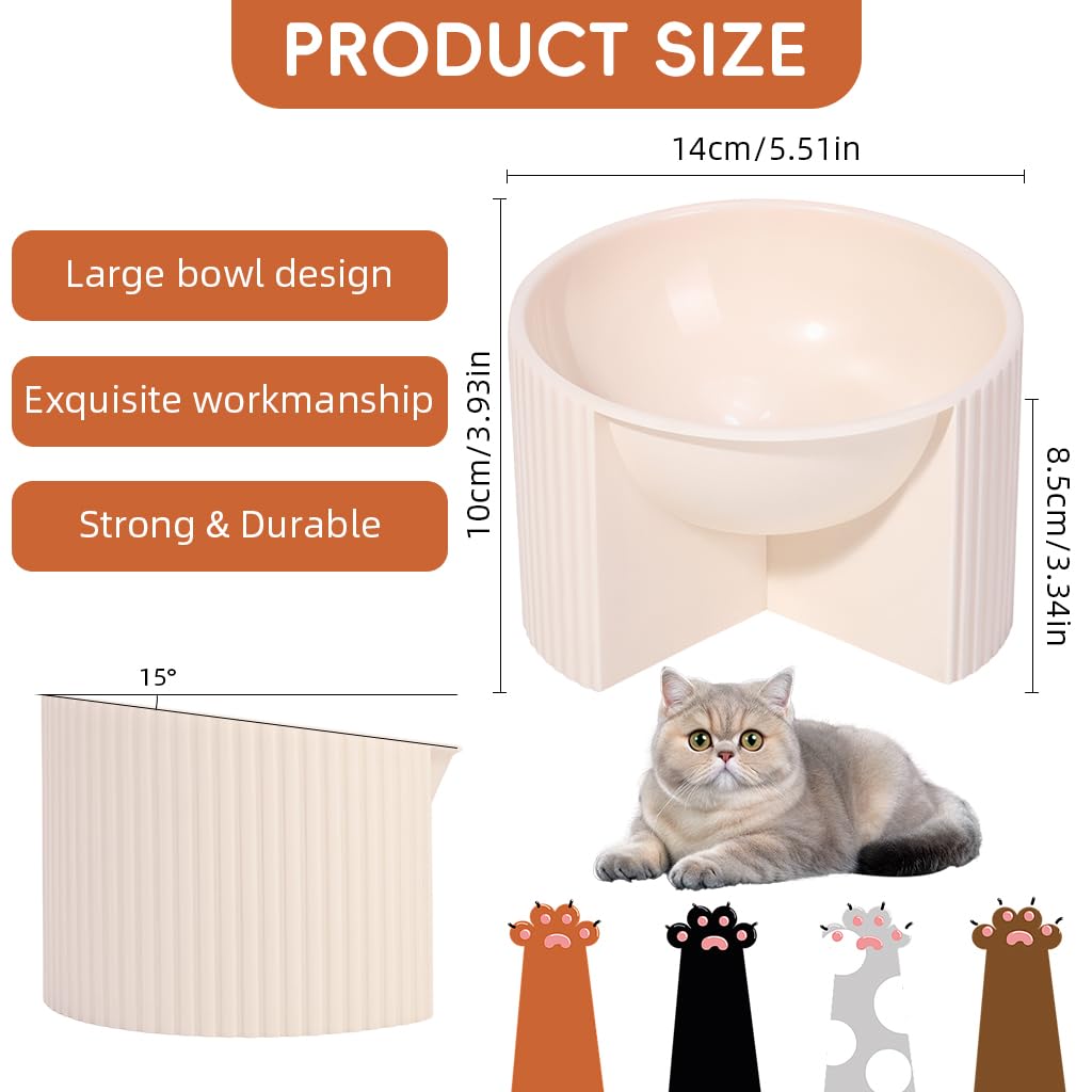 Qpets Raised Cat Bowl for Comfortable Eating with 14cm Tilted Design | Reduces Neck & Joint Strain