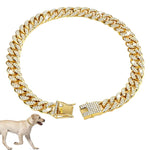 Qpets Dog Collar Chain for Large Dogs with Secure Clasp and Rhinestone Metal Links 60cm