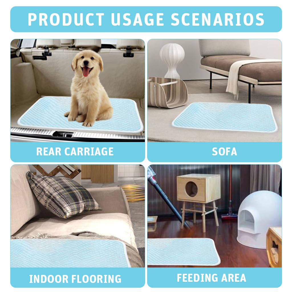 Qpets Silicone Small Dog Mat for Summer Cooling with Mesh Airflow 100x75 cm Blue | Washable