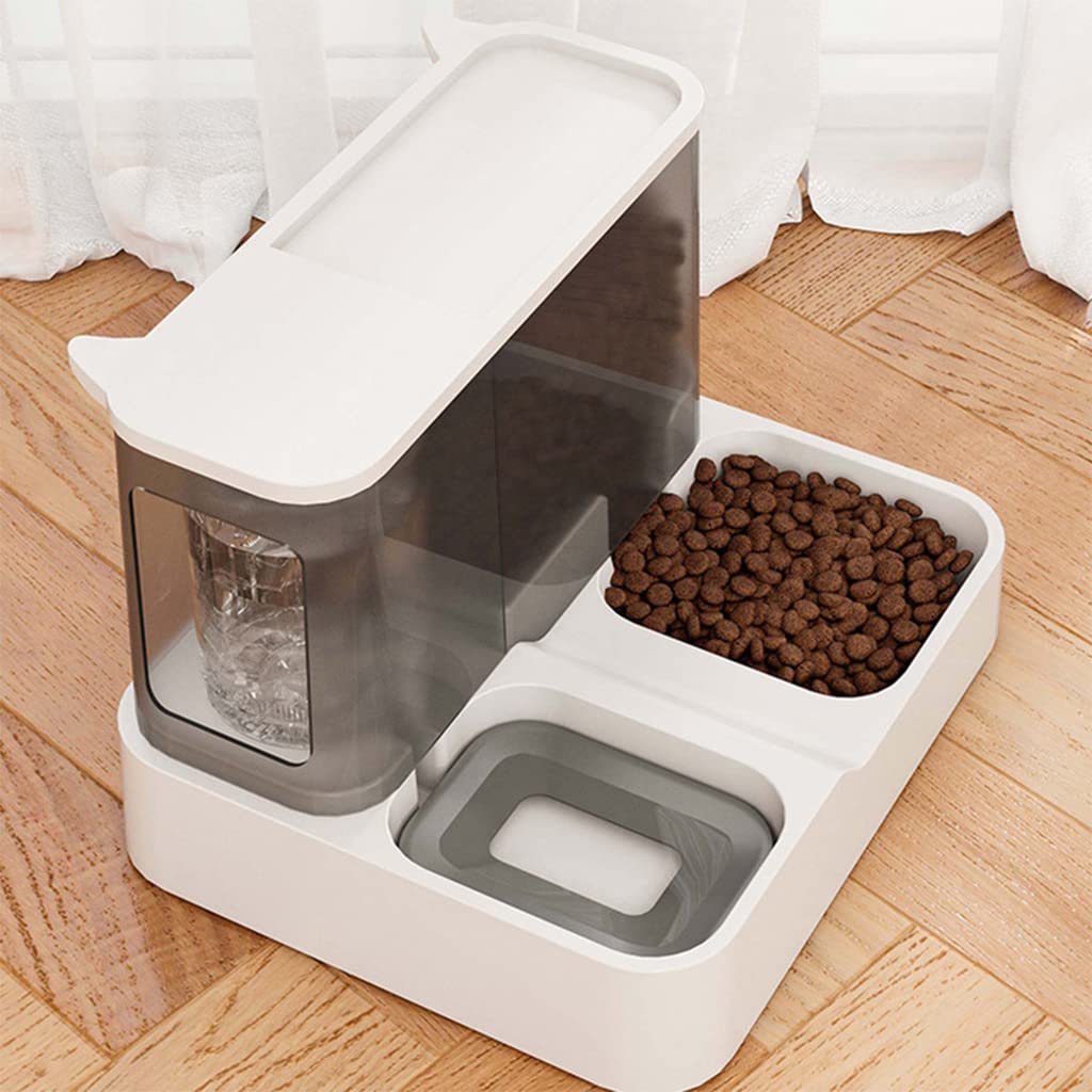 2 in 1 Automatic Food Feeder and Water Dispenser Gravity Design Auto Feeding 3L Cat Food Dispenser Food Feeder and Auto Dog Water Dispenser 1 L for Small Medium Big Dog Pets Puppy Kittens