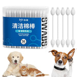Qpets Pet Ear Cleaning Buds for Cats and Dogs with Dual Gourd Heads 56 pcs Cotton Swabs | Safe Ear Hygiene